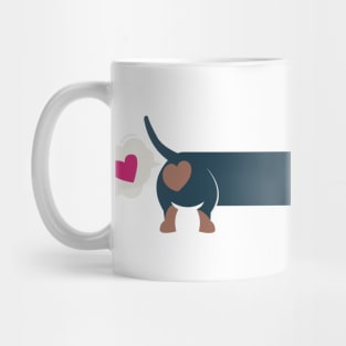 Dachshunds long love // fuchsia pink hearts scarves sweaters and other Valentine's Day details nile blue and brown funny weiner dog puppy Mug